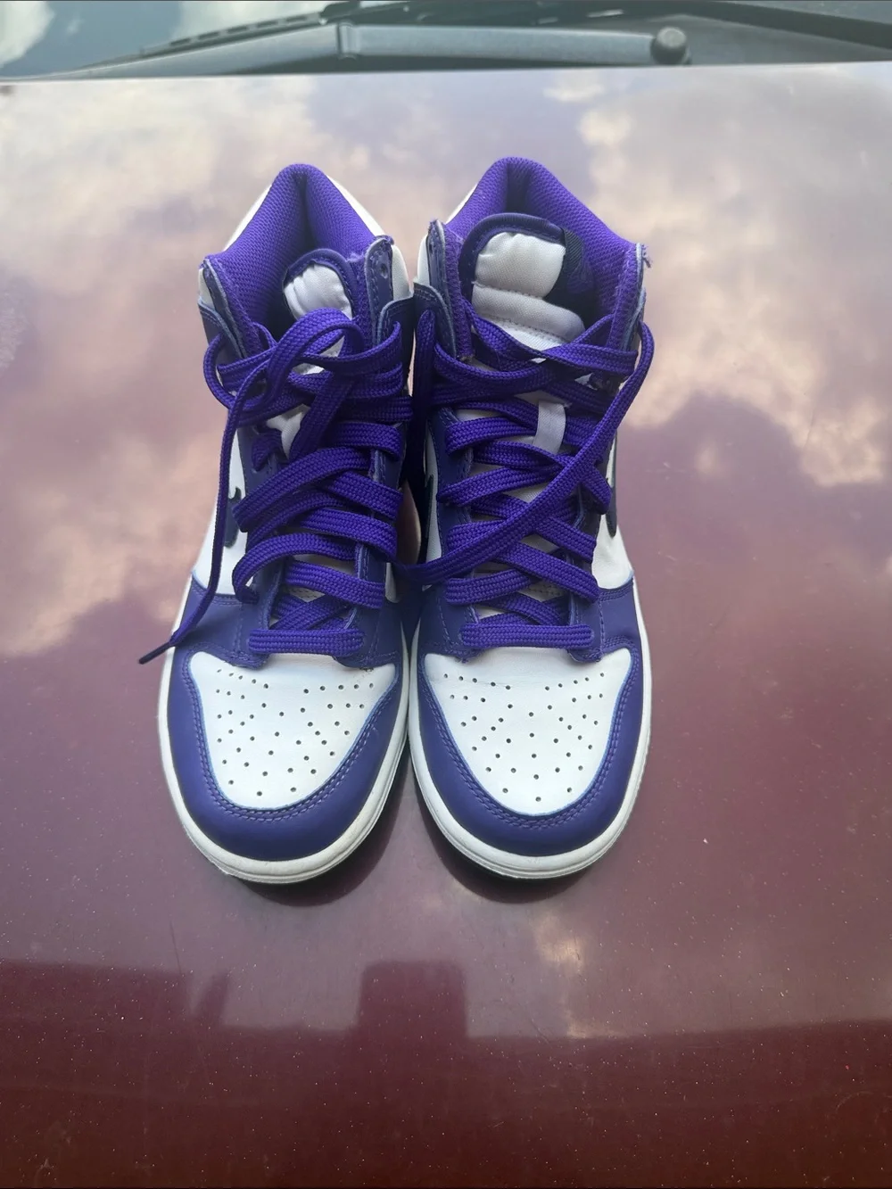 Nike Kids Dunks Purple and White High-Top Sneakers